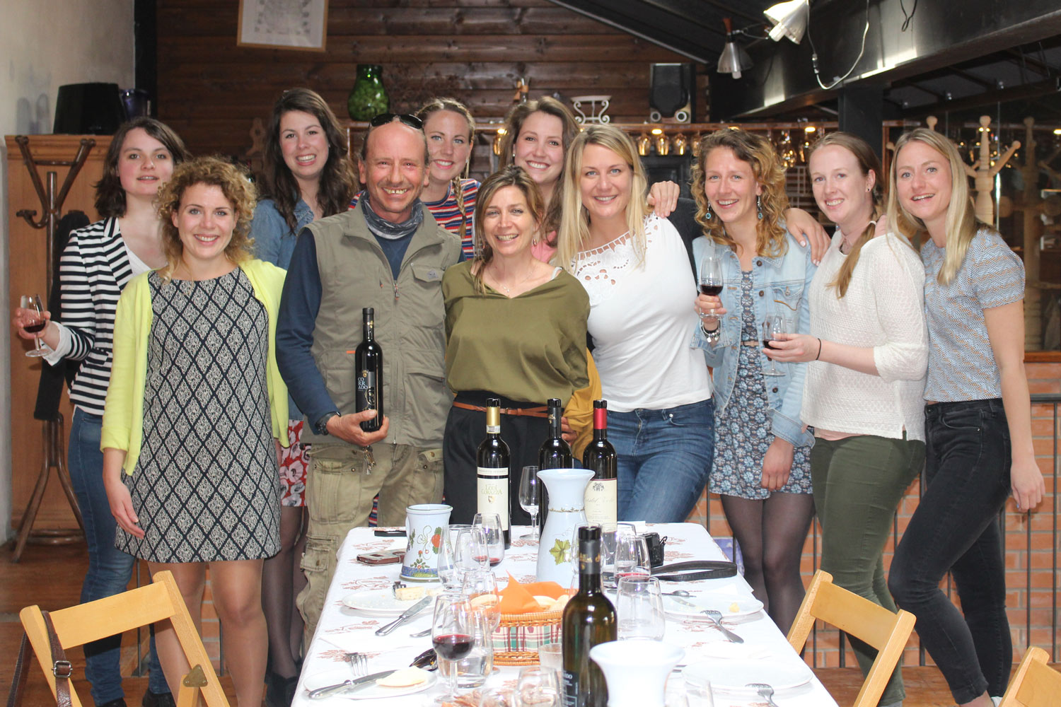 Cheerful Dutch tourists visiting our winery